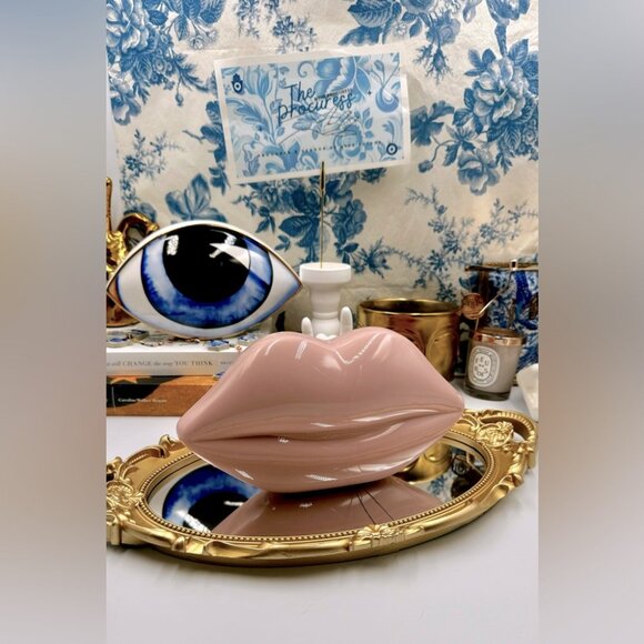 🆕 LULU GUINNESS 🧿 NWOT Iconic Lips Perspex Clutch - Blush Pink - Picture 2 of 16